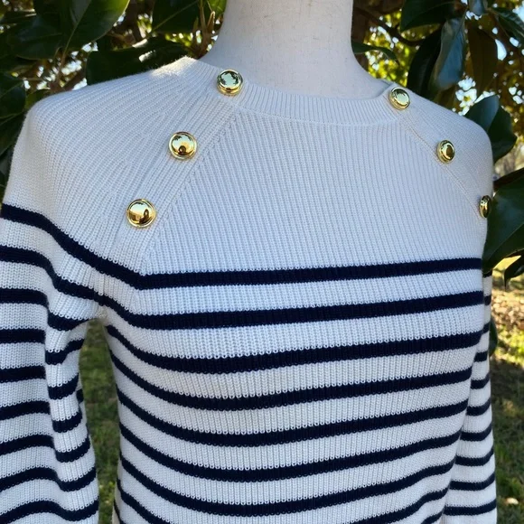 Navy and White Striped Sweater - Picture 7 of 11